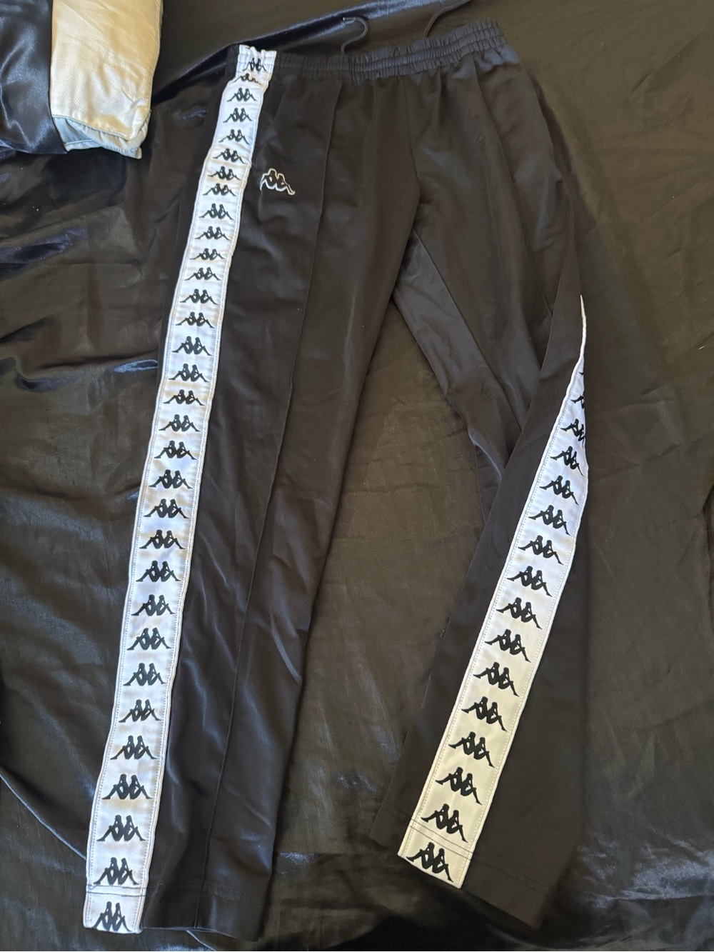 Kappa Black Joggers with White Logo Tape